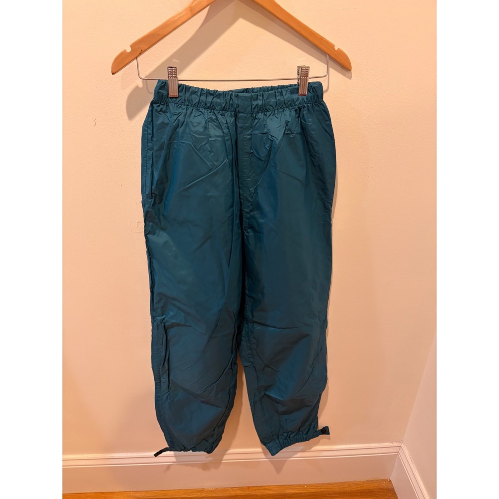 Vintage REI Teal Blue Nylon Rain Wind Pants Womens Size 10 Elastic Waist Hiking